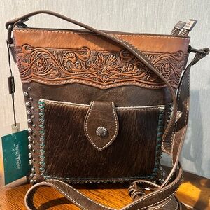 New Crossbody Concealed Leather Cowhide Studded Trinity Ranch Purse